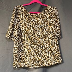 Banana Republic Animal Print Blouse - Black, Brown, Cream